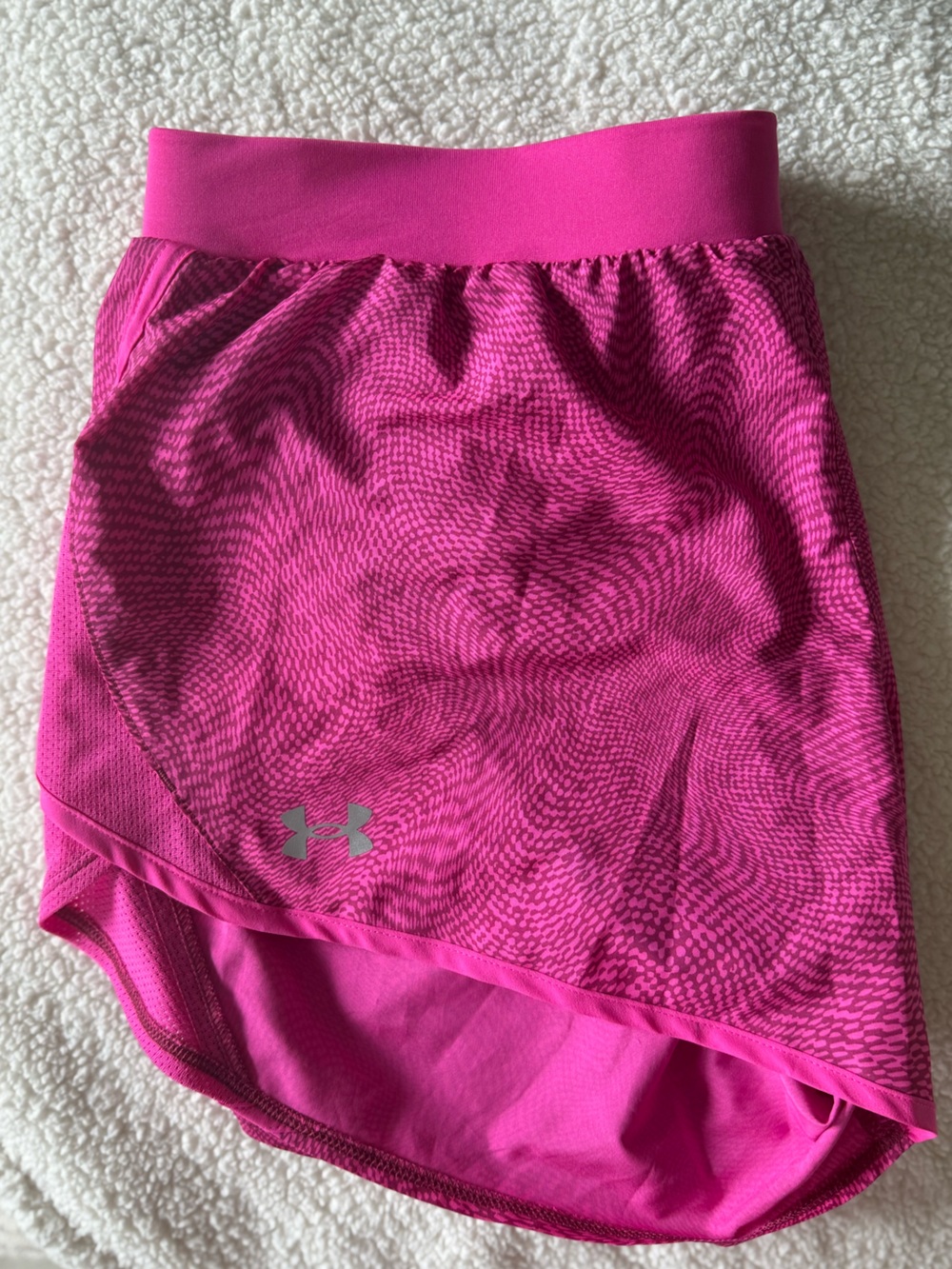 NEW Under Armour Shorts Women's Fly by 2.0 Printed Running Shorts Rebel Pink XL - Picture 9 of 11